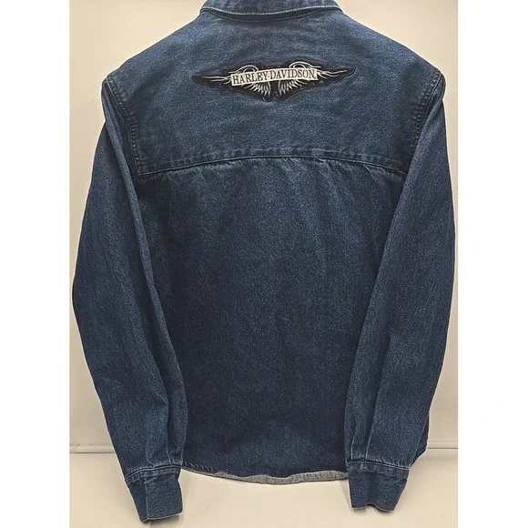 Vtg Original Harley Davidson Women's Jacket L Denim Biker Motorcycle Y2K - Picture 2 of 9